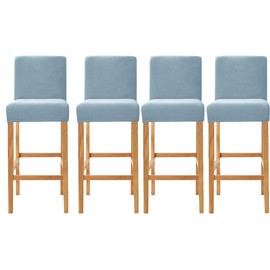 SONNACH Velvet Counter Stool Pub Chair Covers - Removable and Stretchable Slipcovers for a (4, Baby Blue)