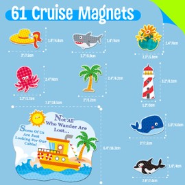 61PCS Large Door Magnets, Today's Forecast Cruising with a Chance of Drinking, Magnetic Waterproof Navigation Boat Anchor Ship Car Decors for Refrigerator, Carnival Cruise Party