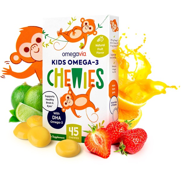 Omega 3 Gummies - Ultra-High DHA Chewable Gel Gummy - Omega 3 for Kids Supports Supports Brain & Eye Health - Sugar-Free Natural Fruit Flavor - Kids Omega 3 Fish Oil Gummies (1 Pack)