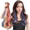 Extensiones de Cabello de Colores, 10 Piezas de Peluca Rizada