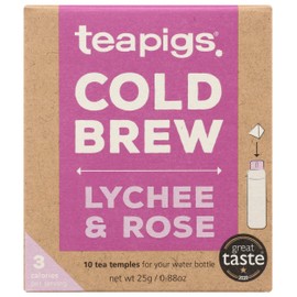 Teapigs Cold Brew Lychee & Rose Tea Bags Made with Whole Leaves, Plant-Based, Zero Sugar, Naturally Caffeine Free, Dairy Free, Gluten Free, 10 Count (Pack of 6)