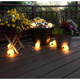 Brightech Orb Outdoor Indoor String Lights - Frosted Lantern LED String with 10 Weatherproof Globe Lights - Plug in Commercial Grade Light Strand for Patio, Porch, Garden, Café - 30 Ft, Black