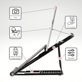 Stand for Surface Pro - with Keyboard Attached - Reduces Neck Pain - Look Better in Online Meetings with a Surface Pro Desk Stand - Adjustable - Easy to Use - Rigid - Travel Friendly