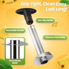CE Compass Pineapple Corer Slicer Peeler, Stainless Steel Eye Remover Cutter Decorer Wedger
