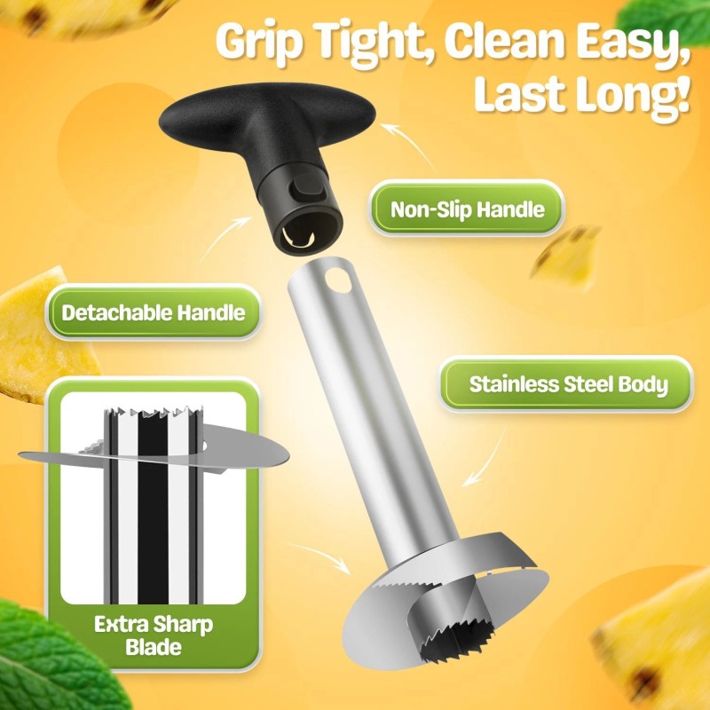 CE Compass Pineapple Corer Slicer Peeler, Stainless Steel Eye Remover