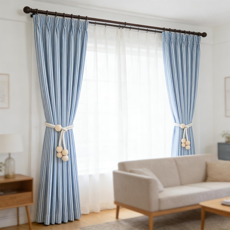 4 Pack Wooden Bead Curtain Tie Backs, Minimalist Boho Curtain