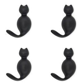 RIXIGOOD Wall Hanging Hook, Cat, Stylish, Cute, Animal, Wall Hook, Keys, Bag, Coat, Towel, Clothes, Hat, Hook, Wall Decor, Storage, Entryway, Bath, Living Room, Metal, Wall Hanger, Set of 4, Black
