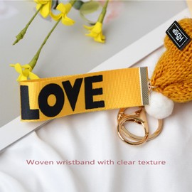 9cm Fox Fur Pom Pom Keyring for Backpack, Cute Sleeping Doll Keychain for Car Key, with Wristlet Strap (C)
