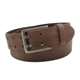 NK Belt GmbH Handmade Men's Leather Belt Made of Buffalo Leather with Double Pin Buckle, Made in Germany, Suit Jeans Belt 43 mm #DD-15, brown