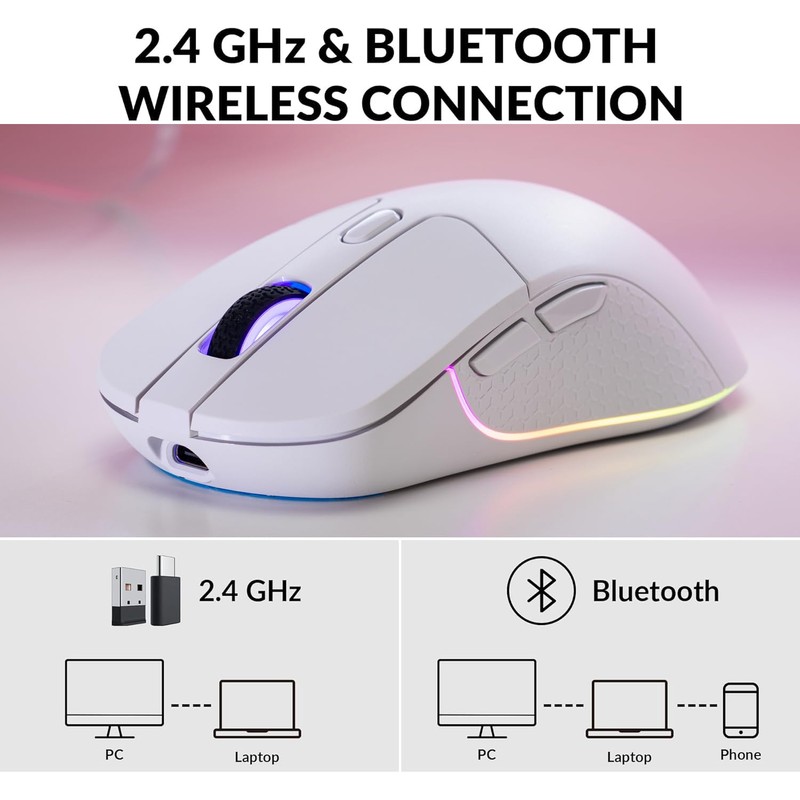 Keychron M3 Wireless Mouse, PAW3395 Sensor with Programmable Macro Button