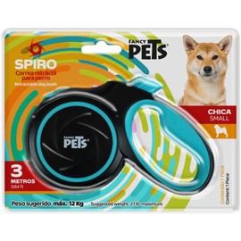 Fancy Pets Correa Retráctil para Perros Spiro Color Negra Tamaño Chica con 3 Metros de Longitud