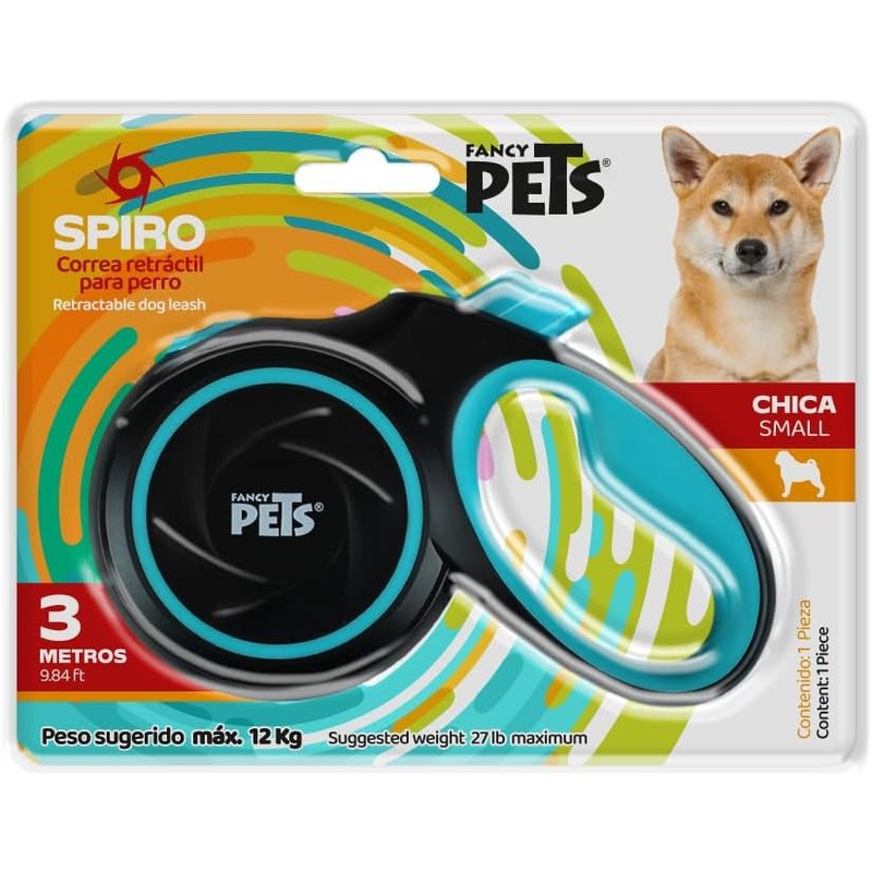 Fancy Pets Correa Retráctil para Perros Spiro Color Negra Tamaño