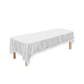 AceList Passover Tablecloth - 54×108 inch with Menorah Pattern, Fabric Elegant Table Cloth Rectangle with Tassel, White Passover Decorations for The Table Cover Jewish Seder Shabbat Dining Party