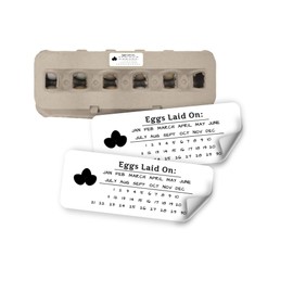 60 chicken egg carton labels laid on date, stickers, tags, quail, duck