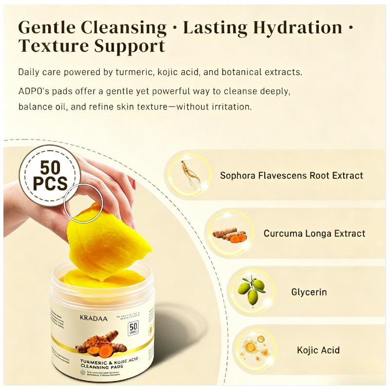 KRADAA TURMERIC & KOJIC ACIDCLEANSING PADS,Make-up removing preparations,Lab Tested –