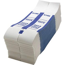 Sparco Bill Strap, 100, 1000 per Box, White/Blue (SPRBS100WK)