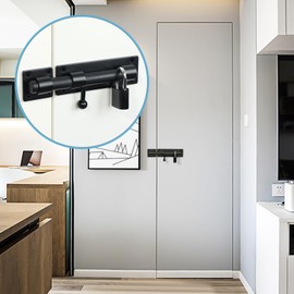 SAYAYO EMST8060-B Door Bolt Bolt with Padlock Stainless Steel Bolt Lock Black Lockable Latch for Gate, Window, Fence