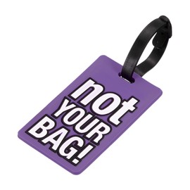 MECCANIXITY Luggage Tag, PVC Identifier Card Holder Label, Not Your Bag Pattern Travel Bag Tag with Adjustable Strap for Baggage Suitcase, Purple