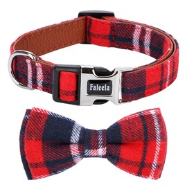 Faleela Soft &Comfy Bowtie Dog Collar,Detachable and Adjustable Bow Tie Collar,for Small Medium Large Pet (M, Red)