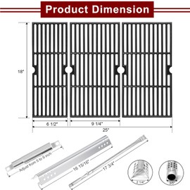 Hiorucet Replacement Parts for Charbroil Performance 5 Burner Grill 463347518 463347519 463373319 463373019, Cast Iron Grill Grates Heat Plates Burners Crossover Tube for Char Broil Grill Parts