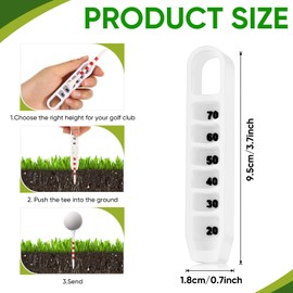 Simgoing Golf Tee Height Adjuster 6 Settings 3D Printed Tee Height Setter Tool Portable Golf Training Aid Accessories for Consistent Swings Indoor Outdoors(White)