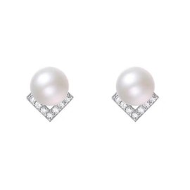 Silver Pearl Stud Earrings for Women, Hypoallergenic 14k White Gold Small Pearl Earrings Studs, 5mm Pearl Stud Earrings, Birthday Valentine's Day Jewellery Gift for Women