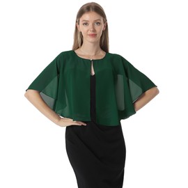 Chiffon Capelet Soft Capes Shawls and Wraps for Evening Dress Wedding Cape 1920s Shawl Accessories for Women Flapper Cover Up, dark green