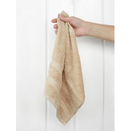 American Soft Linen Luxury Washcloths for Bathroom, 600 GSM 100% Cotton 4 Piece Turkish Wash Cloth Set, 13x13 in Soft Rags for Body and Face, Beige Washcloths