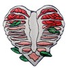 Anatomy Heart Shape Skeleton with Leaves Applique Embroidered Badge Iron