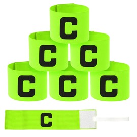 6PCS Captain Armbands, 7x33cm/2.75x13inch Black Soccer Captain Armband Adjustable Leader Armband Team Sport Armbands Football Basketball Player Band for Adult Youth Soccer Volleyball Team, Green