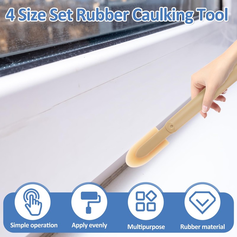 8PCS Rubber Caulking Tool Kit, Caulking Finishing Tool Rubber, Silicone