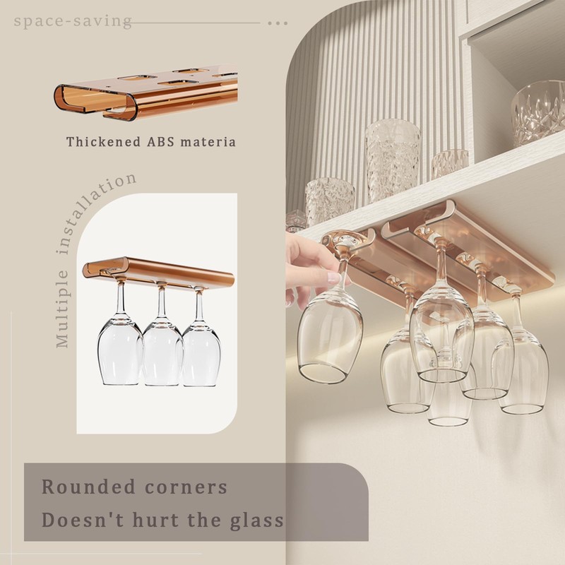 AQJUNONG 2Pack Wine Glass Rack, Punch-free Stemware Rack for Kitchen