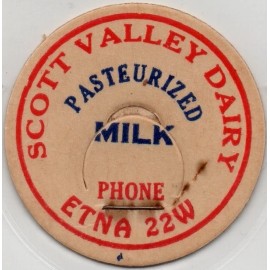 Milk Bottle Cap - Scott Valley Dairy  - (Etna, California) - PHONE ETNA 22W