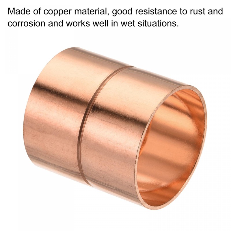 sourcing map Copper Pipe Coupling 38mm Straight Connecting Adapter Joint