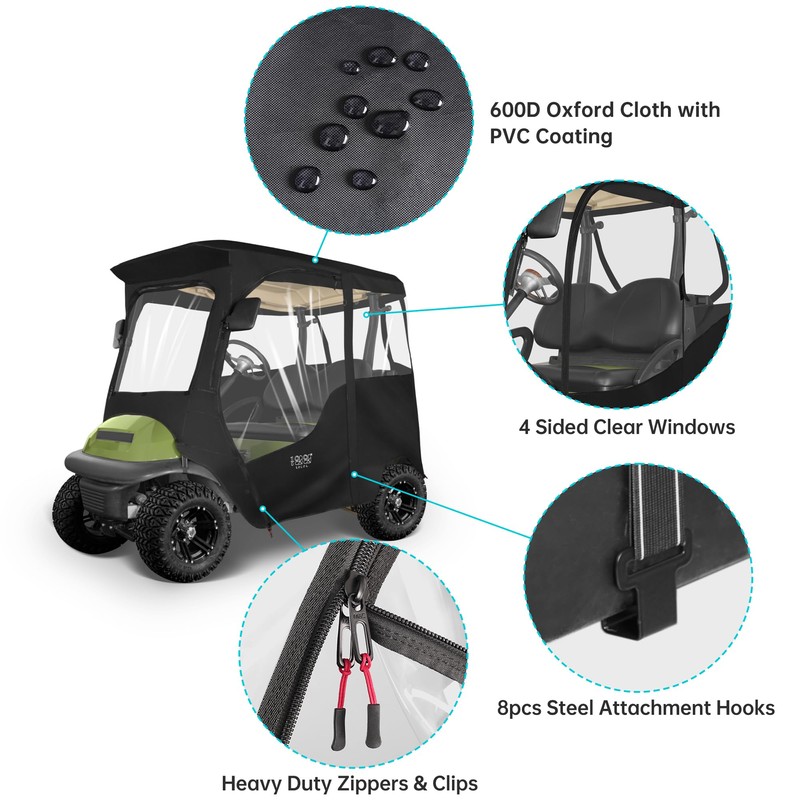 10L0L 2 Passenger Golf Cart Enclosure for Club Car Precedent/Onward/Tempo,