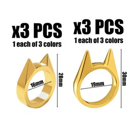 HDGSAFD 6 Knuckle Copper Rings, Cute Cat Ear Shaped Rings, Decorative Rings for Girls, Companion Rings, Unisex Rings, Zinc