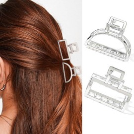 Banatra Hair Claw Gold Hair Clips Mini Non Slip Claw Clips Hair Accessories Daily Party Gift for Women and Girls (2 PCS) (Silver)