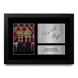 HWC Trading FR A4 Ryan Reynolds & Rob McElhenney Wrexham Gifts Printed Signed Autograph Picture for Football Fans and Supporters - A4 Framed