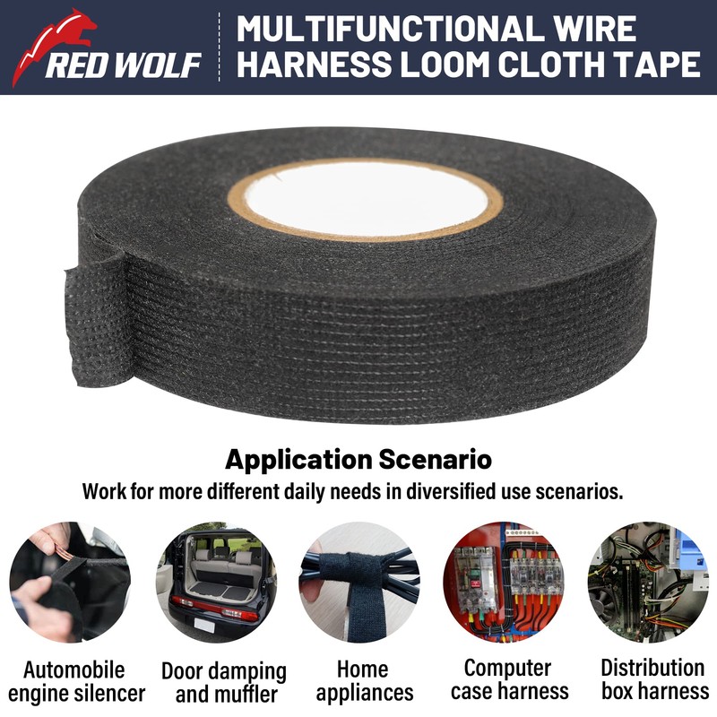 RED WOLF Wiring Harness Tape High Temp Wire Cable Loom