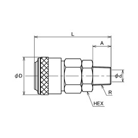 Flowbal Pro Style Tool, Quick Coupling, One-Touch Type, Male Thread Socket, 20SMA Compatible Male Thread (R) 1/4