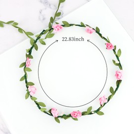 Luixenir 4 Pcs Flower Crown Flower Headband Floral Headband for Women Girls Festival Wedding Party Hair Accessories