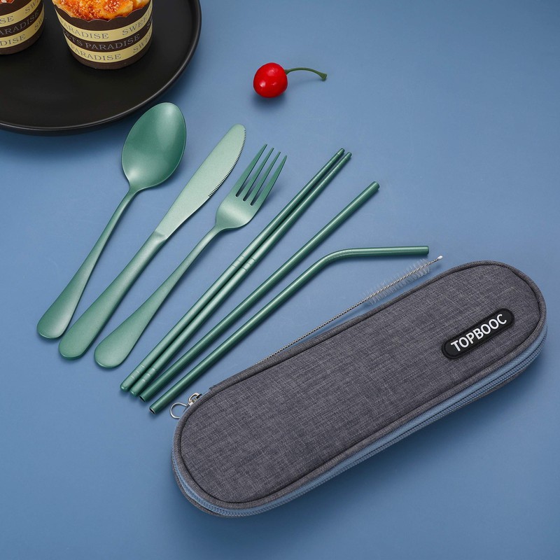Portable Stainless Steel Flatware Set, Travel Camping Cutlery Set, Portable