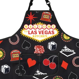 PXTIDY Las Vegas Kitchen Apron Vegas Bachelorette Party Souvenirs Apron Las Vegas Kitchen Accessories Tea Dish Towel (LAS VEGAS KITCHEN apron)