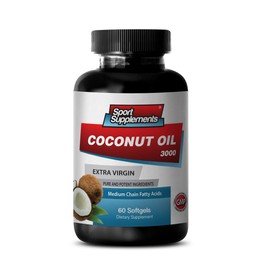 Extra Virgin Coconut Oil Cold Pressed Unrefined - Extra Virgin Coconut Oil 3,000mg - Premium Coconut Oil Supplement (1 Bottle 60 Softgels)