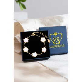 OSIRIDEH2 18K Gold Plated Four-Leaf Clover Bracelet for Women – Lucky Charm Jewelry, Adjustable Birthday Gift, Trendy Fashion Bracelet