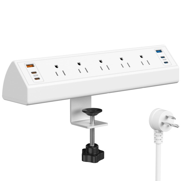 Desk Clamp Power Strip USB C,75W Total Fast Charging Station,45W
