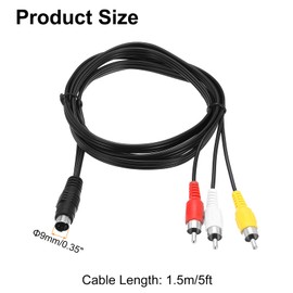 MECCANIXITY S Video Cable 5ft, 4 Pin S-Video Male to 3 RCA Male Composite Adapter Converter Transfer for TV Receiver Monitor