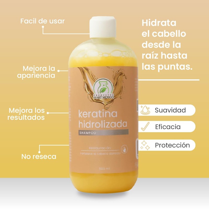 Shampoo Con Keratina Hidrolizada Productos Mart Mexico 500 Ml