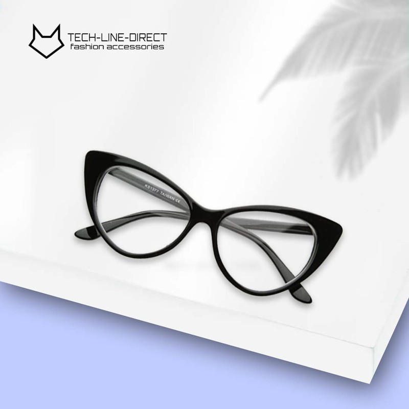 Cat Eye Womens Black Hot Fashion Clear Lense Nerd Geek