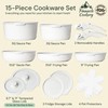 Pinnacle Cookery 15-Piece White Granite Nonstick Cookware Set – Detachable